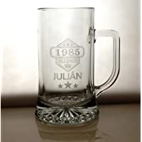 Arte-Deco Jarra DE Cerveza Stern GRABADA Y Personalizada con AÑO DE Nacimiento. Jarra 520 ML con Estuche- Regalo para…